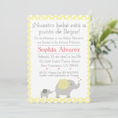 Baby shower Elephant/Invitación Elefantes Kaart (Staand voorkant)