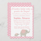 Baby shower Elephant/Invitación Elefantes Kaart (Voorkant / Achterkant)