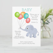 Baby shower Elephant Invitation Kaart (Staand voorkant)