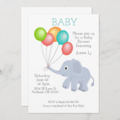 Baby shower Elephant Invitation Kaart (Voorkant / Achterkant)
