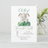 Baby shower Elephant Oerwoud Green Invitation Kaart (Staand voorkant)