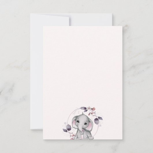 Baby shower Elephant Pink Violet Bedankkaart (Achterkant)