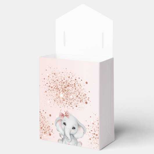 Baby Shower elephant rose gold blush pink glitter Bedankdoosjes