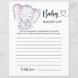 Baby shower Elephant Waterverf Bucket List voor me