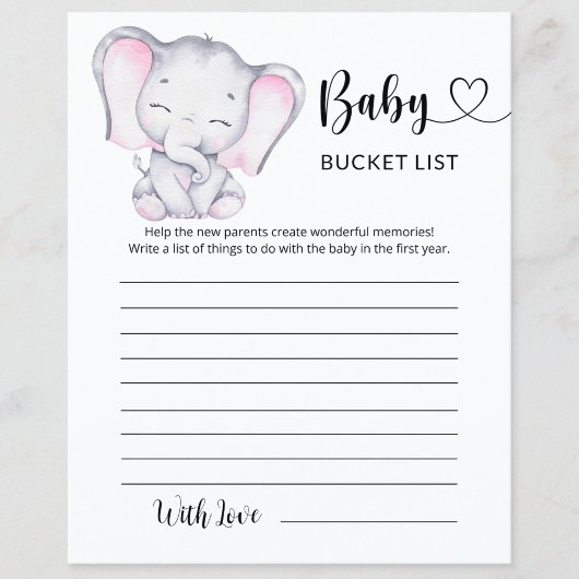 Baby shower Elephant Waterverf Bucket List voor me