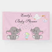 Baby shower, Elephants, BlueBird en Stork, Custom Spandoek (Horizontaal)