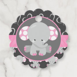 Baby shower Elephants Roze en Grijze vetmerken Bedankjes Labels