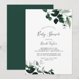 Baby shower Emerald Greenery Kaart