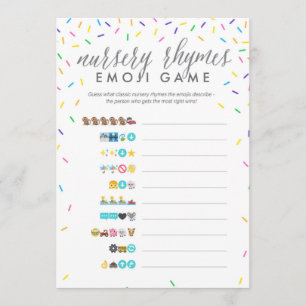 baby shower Emoji Game Card - Nursery Rhymes Programmakaart
