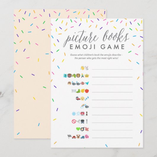 Baby shower Emoji Game Kaart - Afbeelding Boeken (Voorkant / Achterkant)