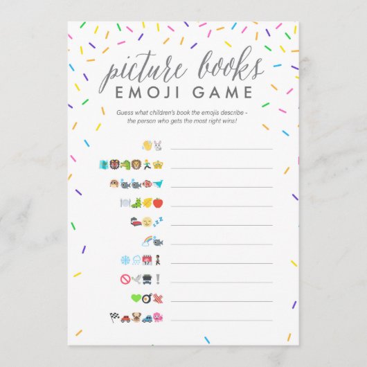 Baby shower Emoji Game Kaart - Afbeelding Boeken (Voorkant)