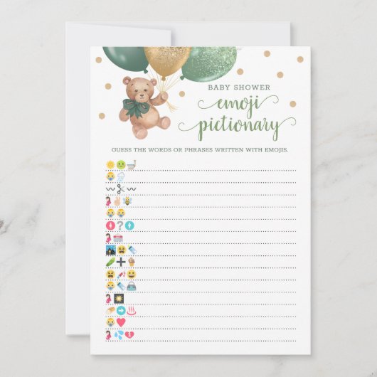 Baby shower Emoji Pictionary Game Teddy Bear Kaart (Voorkant)
