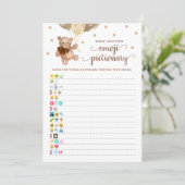 Baby shower Emoji Pictionary Game Teddy Bear Kaart (Staand voorkant)