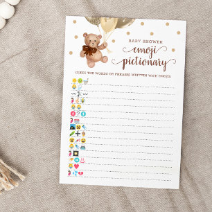 Baby shower Emoji Pictionary Game Teddy Bear Kaart