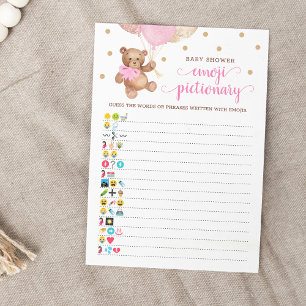 Baby shower Emoji Pictionary Game Teddy Bear Kaart