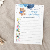 Baby shower Emoji Pictionary Game Teddy Bear Kaart
