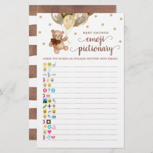 Baby shower Emoji Pictionary Game Teddy Bear Thema