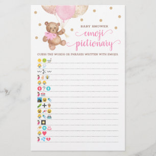 Baby shower Emoji Pictionary Game Teddy Bear Thema