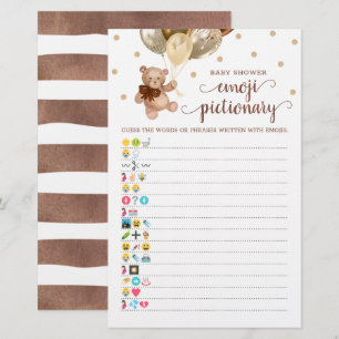 Baby Shower Emoji Pictionary Game Thema Teddybeer