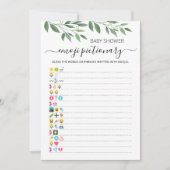 Baby shower Emoji Pictionary spel Kaart (Voorkant)