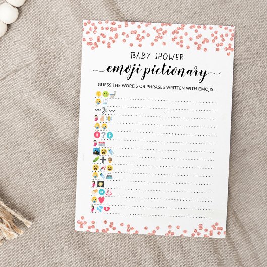 Baby shower Emoji Pictionary spel Kaart
