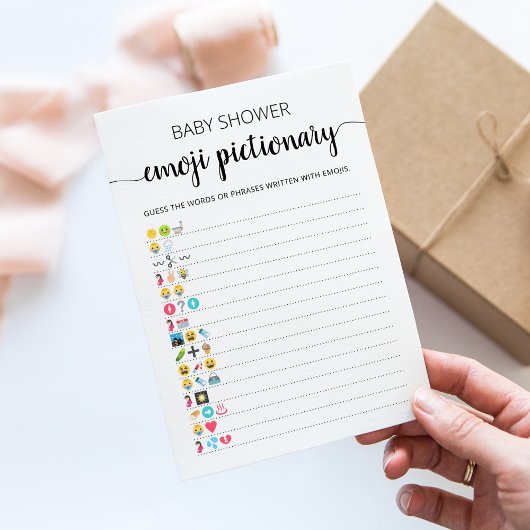 Baby shower Emoji Pictionary spel Kaart