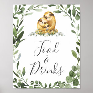 Baby shower en Drinken van de Slothfamilie Poster