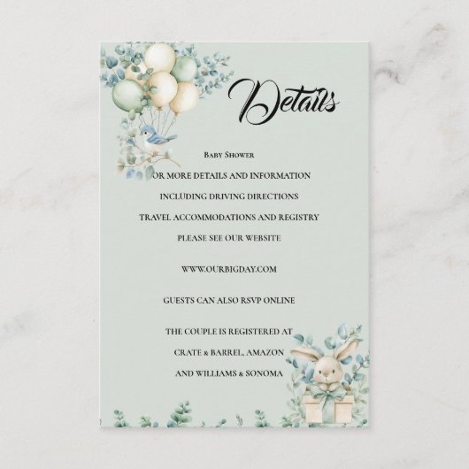 Baby shower Enclosure Card Details Informatiekaartje (Voorkant)