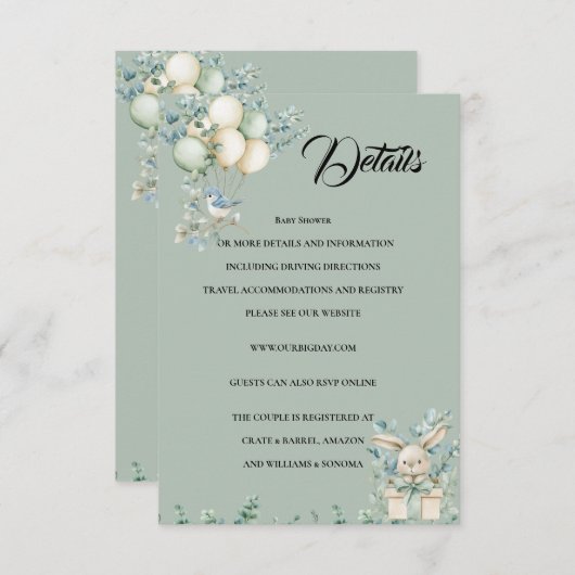 Baby shower Enclosure Kaart Details (Voorkant / Achterkant)