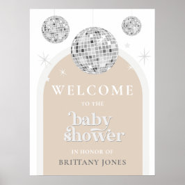 Baby shower Enkele Retro Disco Ball Welkomstbord Poster