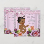  Baby shower Etnisch meisje Roze Pearl Roos Kaart (Voorkant / Achterkant)