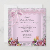  Baby shower Etnisch meisje Roze Pearl Roos Kaart (Achterkant)