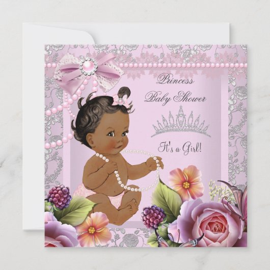  Baby shower Etnisch meisje Roze Pearl Roos Kaart (Voorkant)