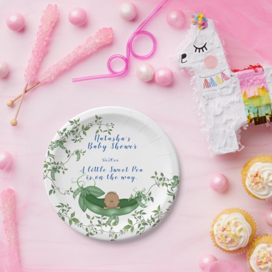 Baby shower Etnische, Erwtenpeul, Zoete Erwtenwijn Papieren Bordje (Feest)