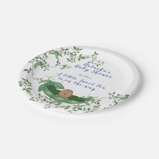 Baby shower Etnische, Erwtenpeul, Zoete Erwtenwijn Papieren Bordje (Gekanteld)