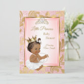 Baby shower Etnische Pink Glitter Gold Princess Kaart (Staand voorkant)
