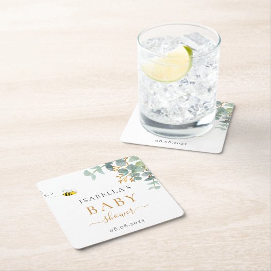 Baby shower eucaluptusscript Partij Kartonnen Onderzetters (Insitu)