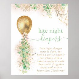 Baby shower Eucalyptus ballon Late nachtkleppen Poster