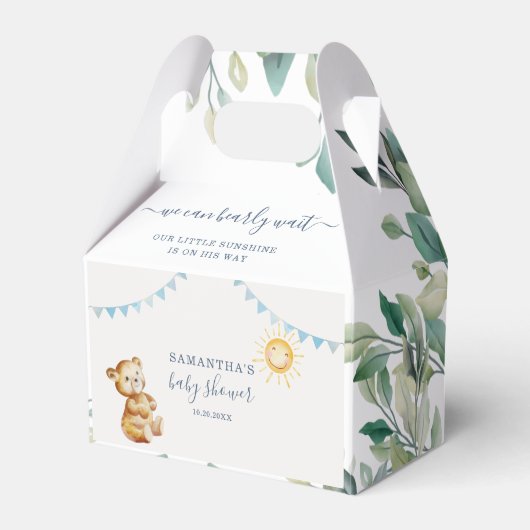 Baby shower Eucalyptus Beer Waterverf Bedankdoosjes (Voorkant Zijde)