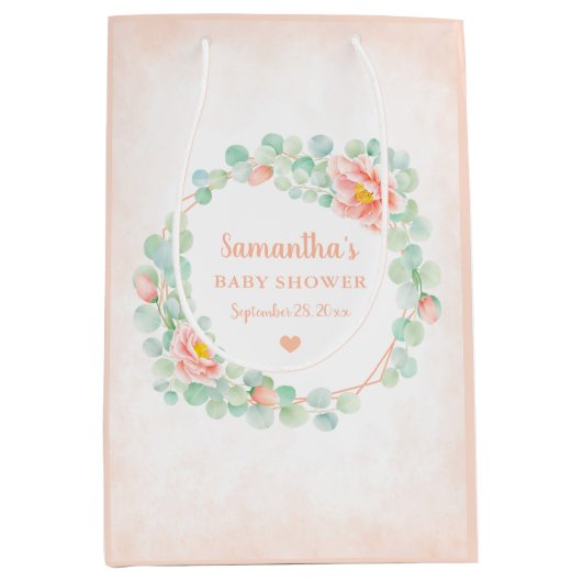 Baby shower Eucalyptus blaast een bouillonkruid Medium Cadeauzakje (Voorkant)