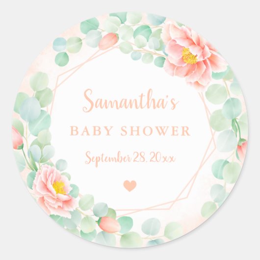 Baby shower Eucalyptus blaast een bouillonkruid Ronde Sticker (Voorkant)