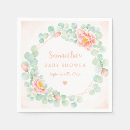 Baby shower Eucalyptus blaast een bouillonkruid Servet (Voorkant)