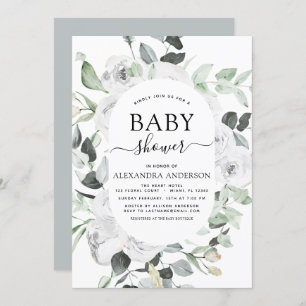 Baby shower Eucalyptus Bloemen Wit Rozen Groen Kaart
