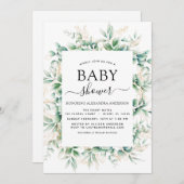 Baby shower Eucalyptus Botanisch Geometrisch Kaart (Voorkant / Achterkant)