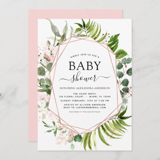 Baby shower Eucalyptus Botanisch Geometrisch Kaart (Voorkant / Achterkant)