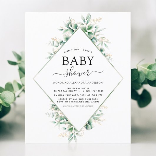 Baby shower Eucalyptus Botanische geometrische