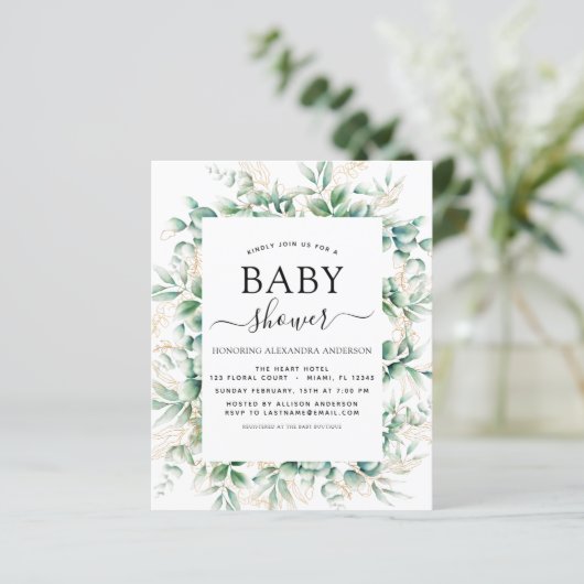 Baby shower Eucalyptus Botanische geometrische (Staand voorkant)