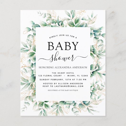 Baby shower Eucalyptus Botanische geometrische (Voorkant)