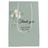 Baby shower Eucalyptus Favoriet Medium Cadeauzakje (Achterkant)