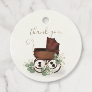  Baby shower Eucalyptus Floral Carriage Bedankjes Labels